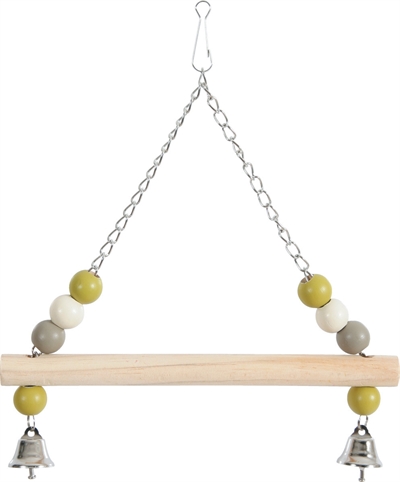 Zolux schommel hout met kralen / 2 bellen / ketting assorti