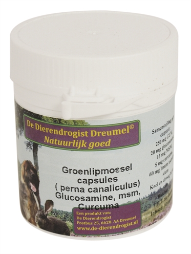 Dierendrogist groenlipmossel met glucosamine / msm / curcuma