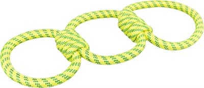 Trixie aquatoy touw trekspeeltje ringen polyester geel / groen