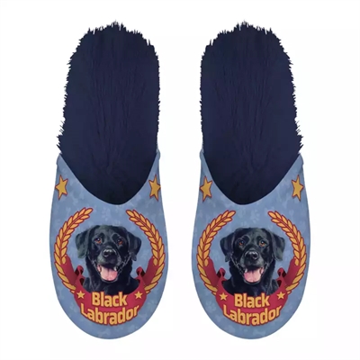 Pantoffel black labrador donkerblauw