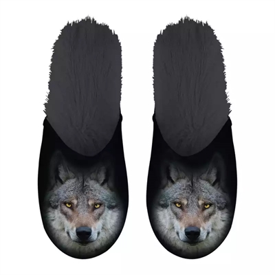 Pantoffel wolf zwart