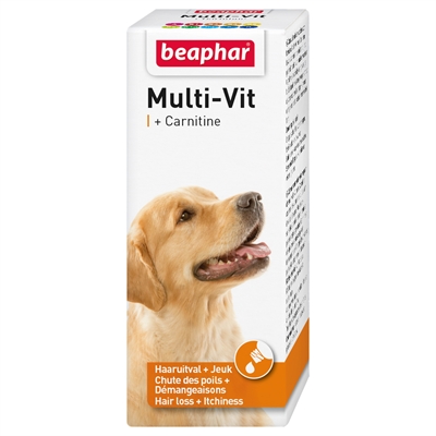 BEAPHAR Aanvullend diervoeder hond MULTI-VIT LAVETA + CARNITINE - Huid & vacht tegen haaruitval, energie en hart - 50 ml