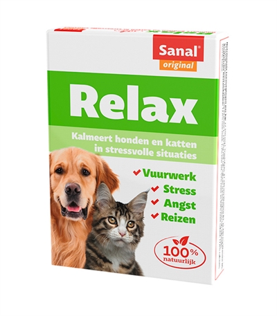 SANAL Kalmeringstabletten Relax Natuurlijk kalmerend, voorkomt stress en wagenziekte voor hond en kat - 15 tbl