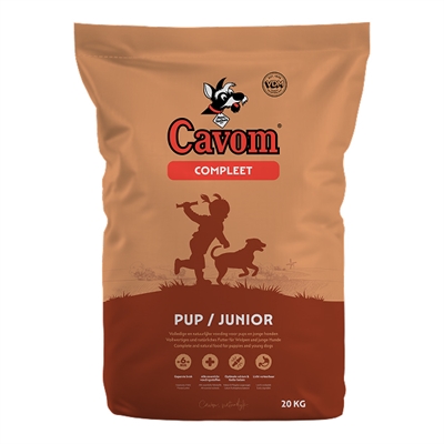 CAVOM Hondenbrokken Compleet Pup/Junior Volledige voeding voor pups 4-9 mnd Ondersteunt snelle groei, smakelijke luchtige brokjes - 20 kg