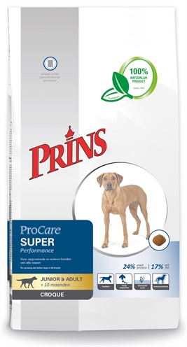 PRINS Hondenvoer ProCare Croque Super Performance Volledig voer voor actieve & drachtige honden - Grote brok, hoge verteerbaarheid - 10 kg
