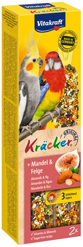 VITAKRAFT VALKPARKIET KRACKER FRUIT 3x gebakken op stokje, met vitamines & mineralen - Ophangclip - 2 stuks