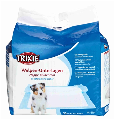TRIXIE Puppypads Nappy Natuurlijke celstof, sterk absorberend, rand tegen doorlekken - Naturel - 60x40 cm - 50 st