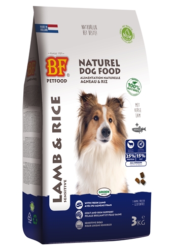 BF PETFOOD Hondenvoer Lam/Rijst 34% lam (15% vers), tarwevrij, hoge verteerbaarheid - Naturel - 3 kg
